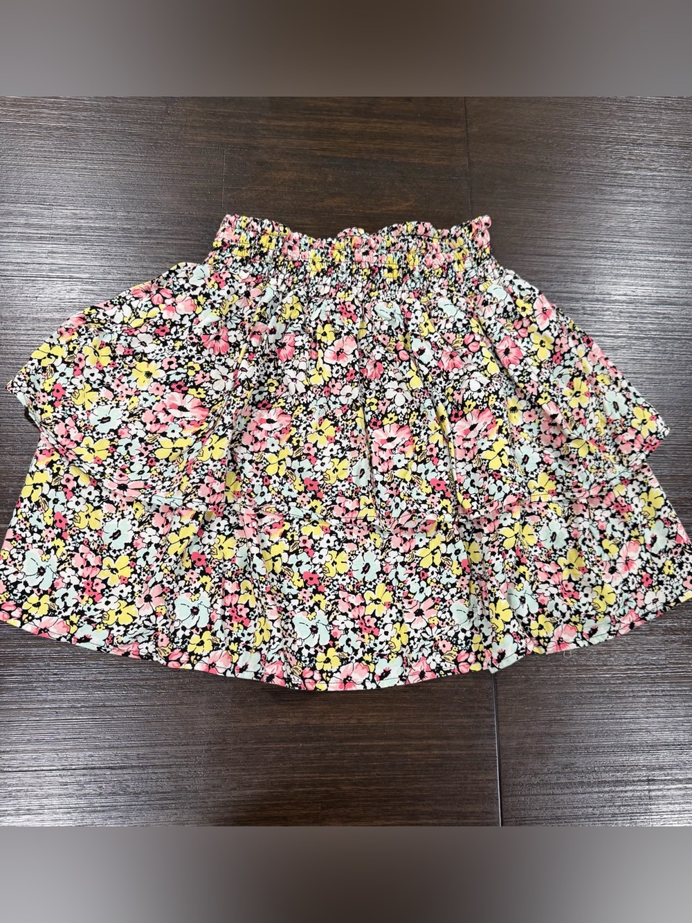 No Boundaries Women’s size M Smocked Circle Skirt - Pink, Yellow & black